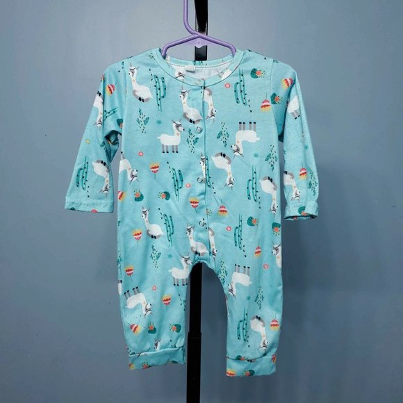 Infant Baby Blue Long Sleeve Print Romper Jumpsuit |Size: 80 (12-18M) - Picture 1 of 4